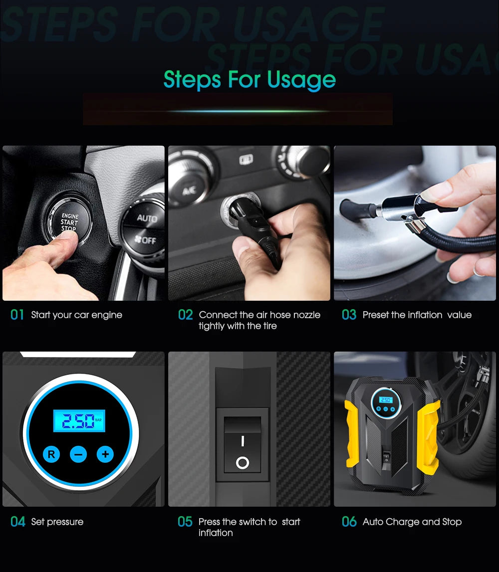 C&M Digital Tire Inflator - Portable Air Compressor